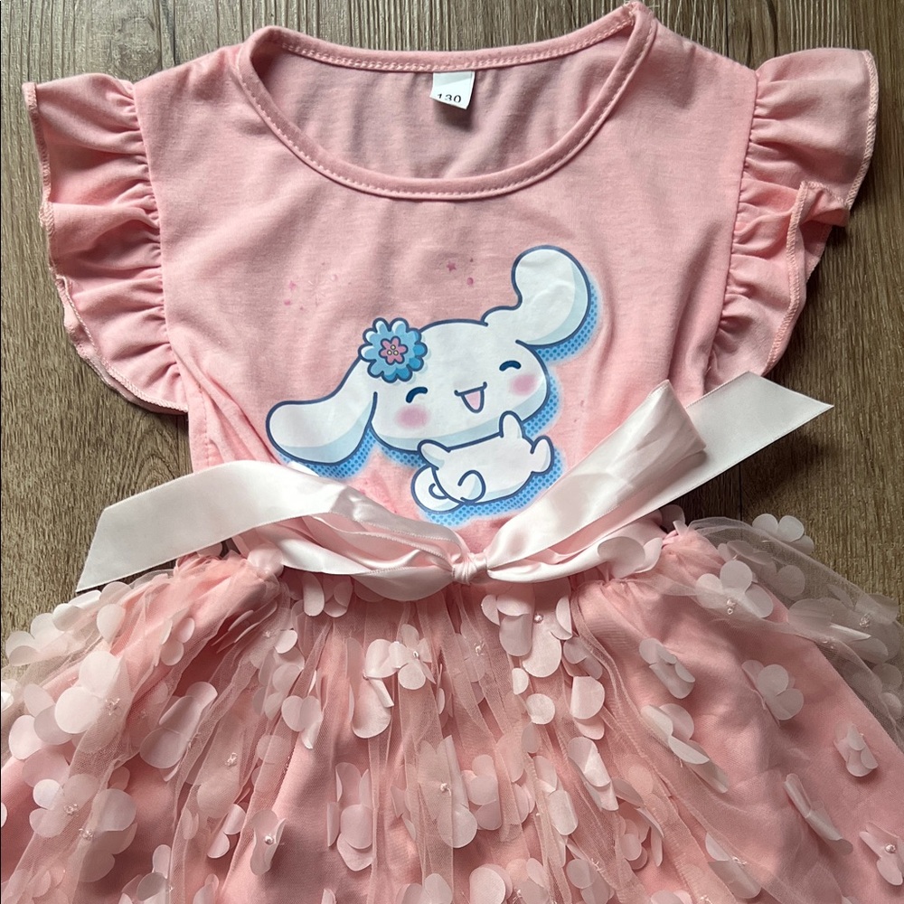 Sanrio Cinnamoroll Pink Dress with Floral Details Size 5-6 - Picture 4 of 13